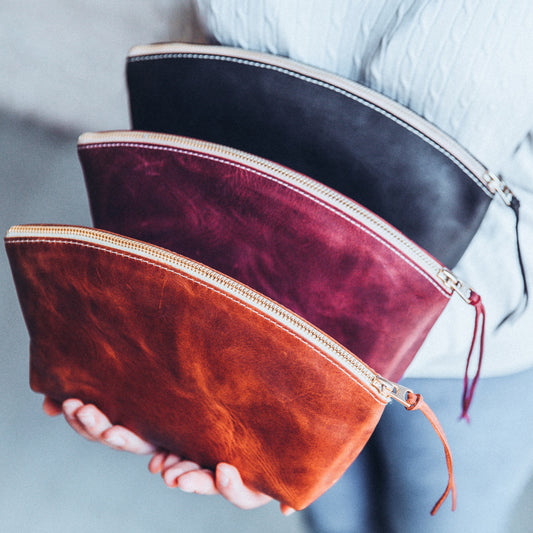 Full-Grain Leather Makeup Bag
