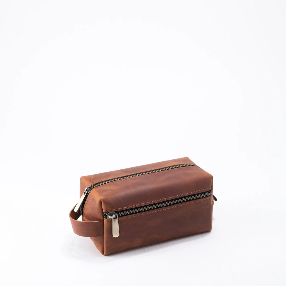 Leather Toiletry Bag + Pocket